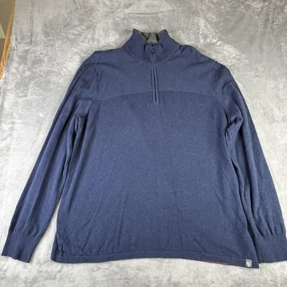 The North Face‎ Sweater Mens 2XL Navy Quarter Zip Mock Neck Wool Blend Pullover